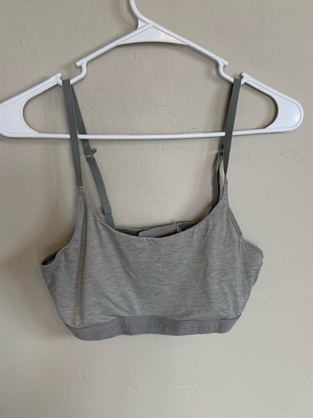 Calvin Klein Wireless Unlined Bralette Bra Gray Logo Band Cotton Jersey Size M